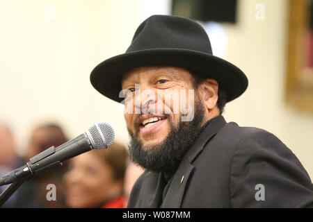 Comedian Eric Rhone makes his remarks for friend Cedric Antonio Kyles, better known by his stage name, Cedric the Entertainer, during ceremonies naming a St. Louis street 'Cedric The Entertainer Way' in St. Louis on December 15, 2018. Kyles went to high school in the area and spent many of his formative years performing in St. Louis.   Photo by Bill Greenblatt/UPI Stock Photo