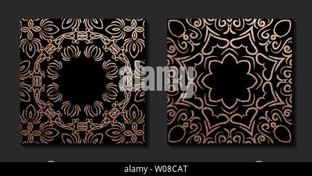 Decorative mandala. Golden Vector illustration. Ornate line art element. Gold ornamental floral pattern for wedding invitations, greeting cards. Stock Vector