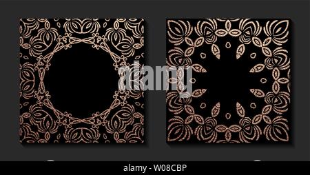 Decorative mandala. Golden Vector illustration. Ornate line art element. Gold ornamental floral pattern for wedding invitations, greeting cards. Stock Vector