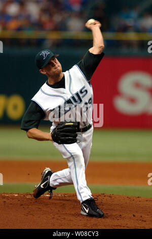 Tampa Bay Devil Rays' starting pitcher, Casey Fossum, throws one over the  plate during first-inning action at Tropicanna Field in St. Petersburg,  Fla. May 3, 2006.The Yankees beat the Rays 4-2 in