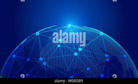 Global Technology Internet Network Technology Built by Point Line Links and Digital Earth Stock Photo