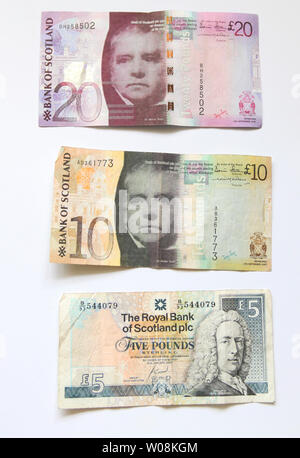 Different scottish banknotes Stock Photo
