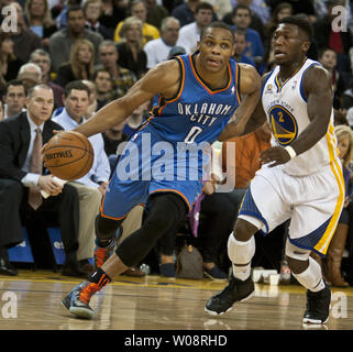 Oklahoma City Thunder's Russell Westbrook (0) takes a tree Oklahoma City Thunder's Russell Westbrook (0) takes a tree