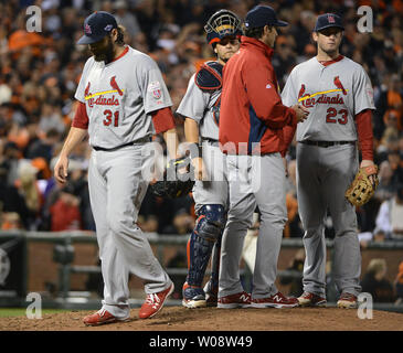 St. Louis Cardinals Lance Lynn (31) during a game against the Pittsburgh  Pirates on July 30, 2013 at PNC Park in Pittsburgh, PA. The Pirates beat  the Cardinals 2-1.(AP Photo/Chris Bernacchi Stock