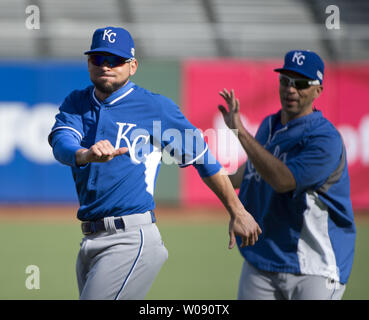 Kansas City Royals' Omar Infante swings and misses to strike out ...