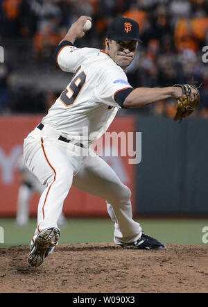 San Francisco Giants pitcher Javier Lopez (49) against the San Diego Padres  in a baseball game in San Francisco, Tuesday, Sept. 13, 2011. (AP  Photo/Jeff Chiu Stock Photo - Alamy