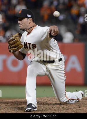 San Francisco Giants pitcher Javier Lopez (49) against the San Diego Padres  in a baseball game in San Francisco, Tuesday, Sept. 13, 2011. (AP  Photo/Jeff Chiu Stock Photo - Alamy