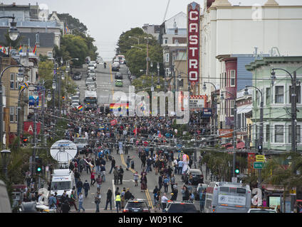 People celebrate the US Supreme Court's decision legalizing  gay marriage in the Castro district of San Francisco on June 26, 2015.    Photo by Terry Schmitt/UPI Stock Photo