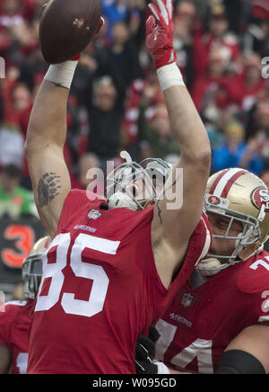 San Francisco 49ers TE George Kittle (85) celebrates an eight yard