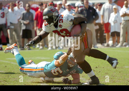 Miami Dolphins' Ricky Williams glances at the scoreboard during the first  half in a game against the Tampa Bay Buccaneers at Raymond James Stadium  Oct. 16, 2005 in Tampa, Fl. The Buccaneers