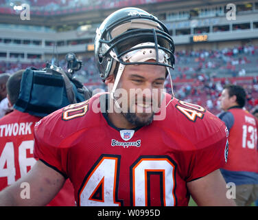 Tampa Bay Buccaneers' fullback Mike Alstott heads for the locker room at  halftime during game against the New Orleans Saints at Raymond James  Stadium on January 1, 2006 in Tampa, Fl. The