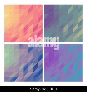 Low poly backgrounds set polygonal backdrops collection of pastel colored designs copy space cards Stock Vector