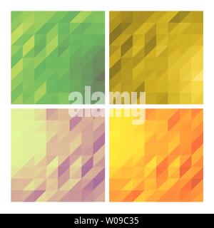 Low poly backgrounds set polygonal backdrops collection of pastel colored designs copy space cards in green and yellow pastel shades Stock Vector