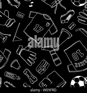 Football Soccer doodle seamless pattern. Vector illustration background. For print, textile, web, home decor, fashion, surface, graphic design Stock Vector