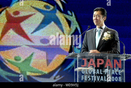 Co-chairman of Universal Peace Federation (UPF), Dr. Hyun jin Moon speaks during the Global Peace Festival in Tokyo, Japan, on November 15, 2008. (UPI Photo/Keizo Mori) Stock Photo