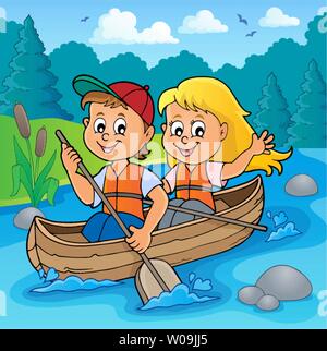 Kids in boat theme image 1 - eps10 vector illustration Stock Vector ...