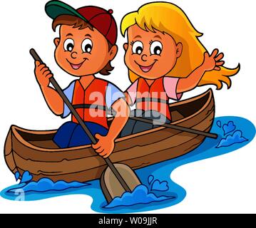 Kids in boat theme image 2 - eps10 vector illustration Stock Vector ...