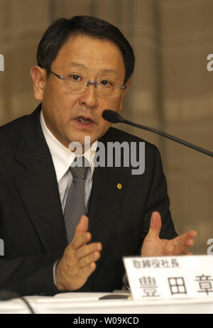 Akio Toyoda, President of Toyota Motor Corp., attends a press conference in Tokyo, Japan, on February 17, 2010.     UPI/Keizo Mori Stock Photo