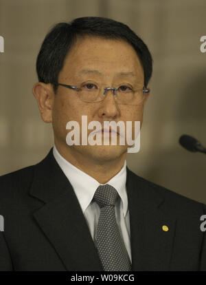 Akio Toyoda, President of Toyota Motor Corp., attends a press conference in Tokyo, Japan, on February 17, 2010.     UPI/Keizo Mori Stock Photo