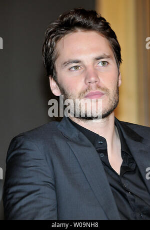 Actor Taylor Kitsch attends the press conference for the film 'Battleship' in Tokyo Japan, on January 31, 2012.  This film will open on April 13 in Japan. Stock Photo