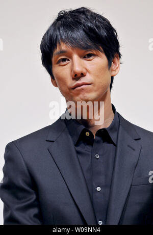 Japanese actor Hidetoshi Nishijima attends a stage greeting during the premiere for the film 'Seiji:Fish on Land' in Tokyo, Japan, on February 10, 2012.     UPI/Keizo Mori Stock Photo