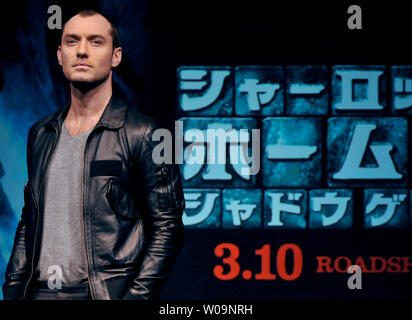 Actor Jude Law attends a press conference for the film 'Sherlock Holmes: A Game of Shadows' in Tokyo, Japan, on February 15, 2012. This film will open on March 10 in Japan.     UPI/Keizo Mori Stock Photo
