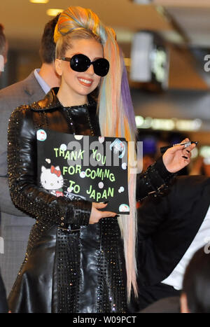 Singer Lady Gaga arrives at Narita International Airport in Chiba Prefecture, Japan on May 8, 2012.     UPI/Keizo Mori Stock Photo