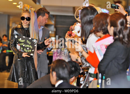 Singer Lady Gaga arrives at Narita International Airport in Chiba Prefecture, Japan on May 8, 2012.     UPI/Keizo Mori Stock Photo