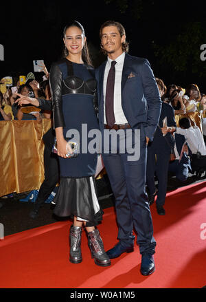 Actors Courtney Eaton(L) and Brenton Thwaites attend the Japan Premiere ...