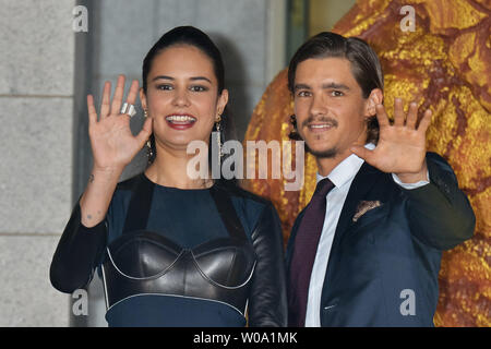 Actors Courtney Eaton(L) and Brenton Thwaites attend the Japan Premiere ...