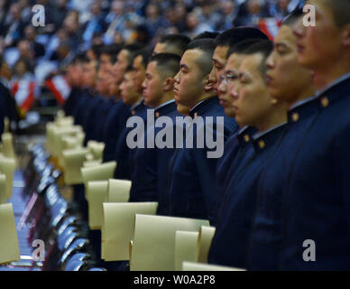 Graduates of Japan's National Defense Academy attend the graduation ceremony in Yokosuka, Kanagawa Prefecture, Japan on March 19, 2017.     Photo by Keizo Mori/UPI Stock Photo