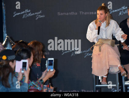 Model Sofia Richie(R) attends the fashion event for Samantha Thavasa in Tokyo, Japan on April 27, 2017.     Photo by Keizo Mori/UPI Stock Photo