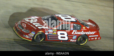 Dale Earnhardt Jr. drives the Budweiser Chevrolet in the Sharpie 500 NASCAR race at Bristol Motor Speedway in Bristol, TN on August 27, 2005.   (UPI Photo/Nell Redmond) Stock Photo