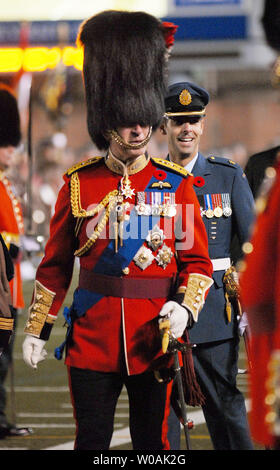 Britain's Prince Charles (wearing blue sash) attends a Presentation of Colours ceremony at Varsity Stadium in Toronto, Canada on November 5, 2009.  The Prince and his wife Camilla, Duchess of Cornwall, are on an 11-day tour of Canada.  UPI /Christine Chew Stock Photo
