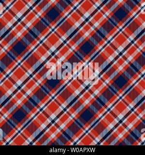 Tartan Pattern in blue and orange. Texture for plaid, tablecloths, clothes, shirts, dresses, paper, bedding, blankets, quilts and other textile produc Stock Vector