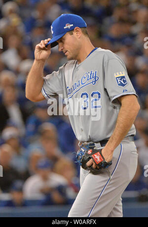 Kansas City Royals pitcher Chris Young adjust his cap between throws against the Toronto Blue Jays during the first inning in the ALCS game 4 at the Rogers Centre in Toronto, Canada on October 20, 2015.   Photo by Kevin Dietsch/UPI Stock Photo