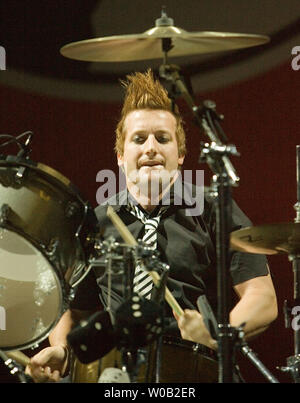 Drummer Tre Cool of the band Green Day performs at a sold out GM
