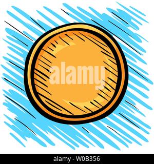 One gold coin sketch logo Stock Vector