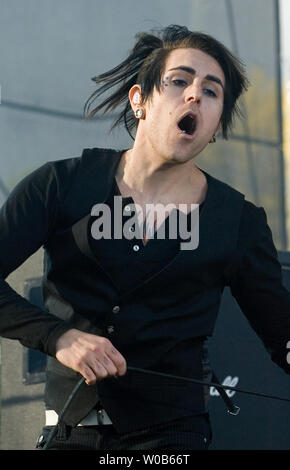 Lead singer Davey Havok performs with his band AFI based out of California, at the inaugural Virgin Rock Festival at the University of British Columbia's Thunderbird Stadium in Vancouver, British Columbia, May 21, 2007.  (UPI Photo/Heinz Ruckemann) Stock Photo