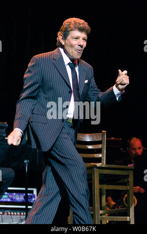 Frankie Avalon performs during a sold out show at the Boulevard Casino near Vancouver, British Columbia, May 26, 2007. (UPI Photo/Heinz Ruckemann) Stock Photo