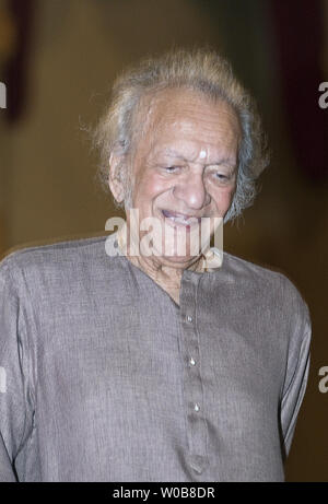 Ravi Shankar, 89-years-old, arrives for a Sound Check at the Orpheum Theater in Vancouver, British Columbia May 16, 2009. Recently completing a Farewell tour of Europe Ravi Shankar will be joined by his daughter and protogee Anoushka, 27-years-old, for a concert performance tonight, four years and a day since their last visit here.  (UPI Photo/Heinz Ruckemann) Stock Photo