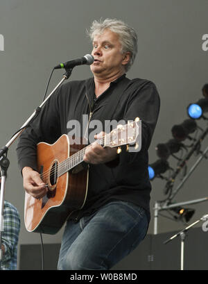 Actor and musician Tim Robbins performs with the Rogues Gallery Band on the main stage during the three day 2011 Vancouver Folk Music Festival at Jericho Park in Vancouver, British Columbia, July 16, 2011.   UPI/Heinz Ruckemann Stock Photo