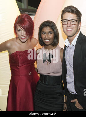 The multiple award wining documentary '65 RedRoses' about Eva Markvoot (R), shown with directors Nimisha Mukerji and Philip Lyall (R) at the Vancouver International Film Festival opening night gala, Vancouver, British Columbia, October 1, 2009, chronicling her fight with cystic fibroses and double lung transplant will make its world broadcast premiere  tonight on the CBC's 'The Passionate Eye', November 16, 2009.  UPI /Heinz Ruckemann Stock Photo