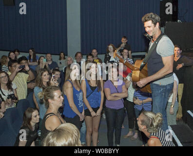 Australian singer Pete Murray performs to an intimate but enthusiastic crowd including many Australian expats at the Rio Theatre in Vancouver, British Columbia, June 29, 2014 as he kicks off a cross Canada tour to support his November 2013 self-titled EP release which was exclusive to Canada and includes many of his most well-known songs. Murray who has several albums which have reached number one on the Australian music charts will be playing select dates alongside renowned Canadian artists including JUNO Award winners Matthew Good, Chantal Kreviazuk and Serena Ryder.  UPI/Heinz Ruckemann Stock Photo