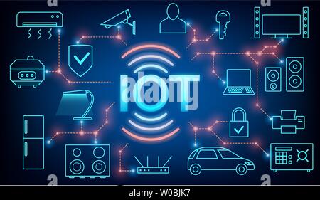 Internet of things concept, smart home, automation and online connection Stock Vector