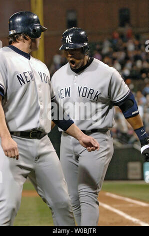 The New York Yankees Gary Sheffield (R) yells out after The New York Yankees Gary Sheffield (R) yells out after