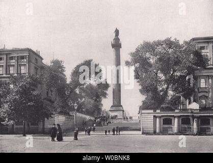 Duke of York's Column, from the Mall. Carlton House Terrace. London 1896 print Stock Photo