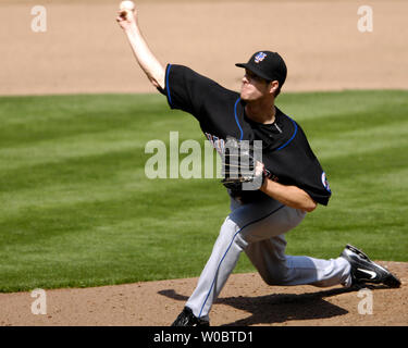 New York Mets pitcher Billy Wagner pitches for his fourth save in the ninth inning against the Washington Nationals on April 29, 2007 at RFK Stadium in Washington.  The Mets defeated the Nationals 1-0.  (UPI Photo/Mark Goldman) Stock Photo