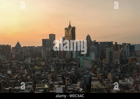 Image of Macau (Macao), China. Skyscraper hotel and casino building at downtown in Macau (Macao). Stock Photo