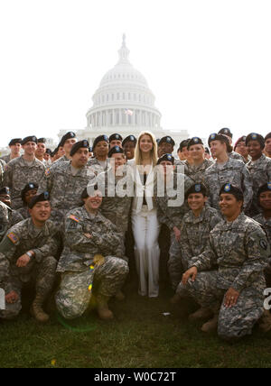 Miss America 2008 Kirsten Haglund attends an Army Reserve event to re-enlist 100 Reserve soldiers on the west lawn of the Capitol in Washington on April 23, 2008. The ceremony celebrates the 100th Anniversary of the United States Army Reserve and honors its Soldiers and Veterans who have played a vital role in every major U.S military conflict and humanitarian mission. (UPI Photo/Patrick D. McDermott) Stock Photo